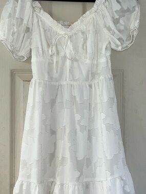 Altar'd State White Textured Off-Shoulder Midi Dress